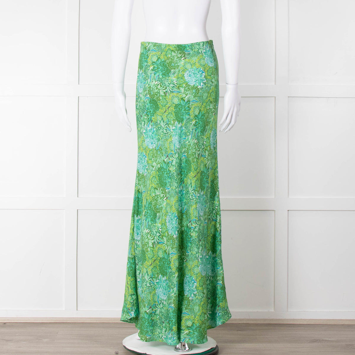 Charlotte Sparre Green Botanical Silk Blend Skirt
