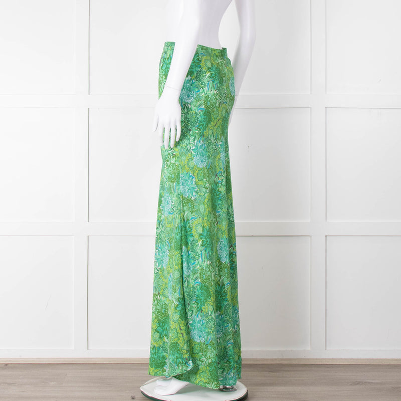 Charlotte Sparre Green Botanical Silk Blend Skirt