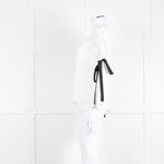Club Monaco Cream Black Ribbon Tie On Sleeves Silk Blend Top