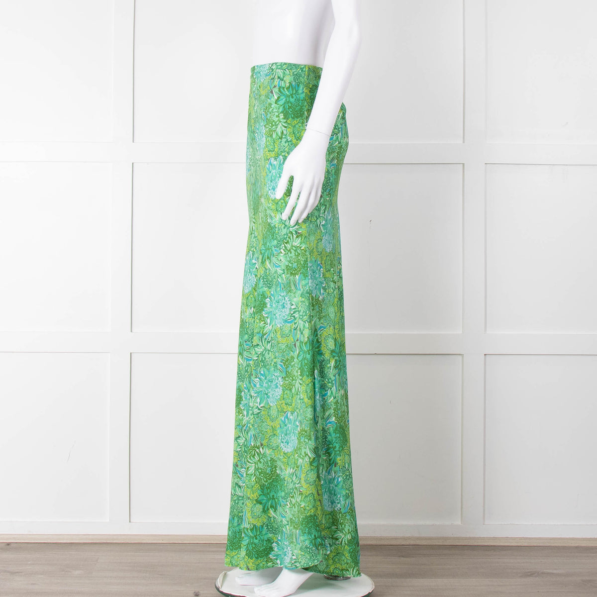 Charlotte Sparre Green Botanical Silk Blend Skirt