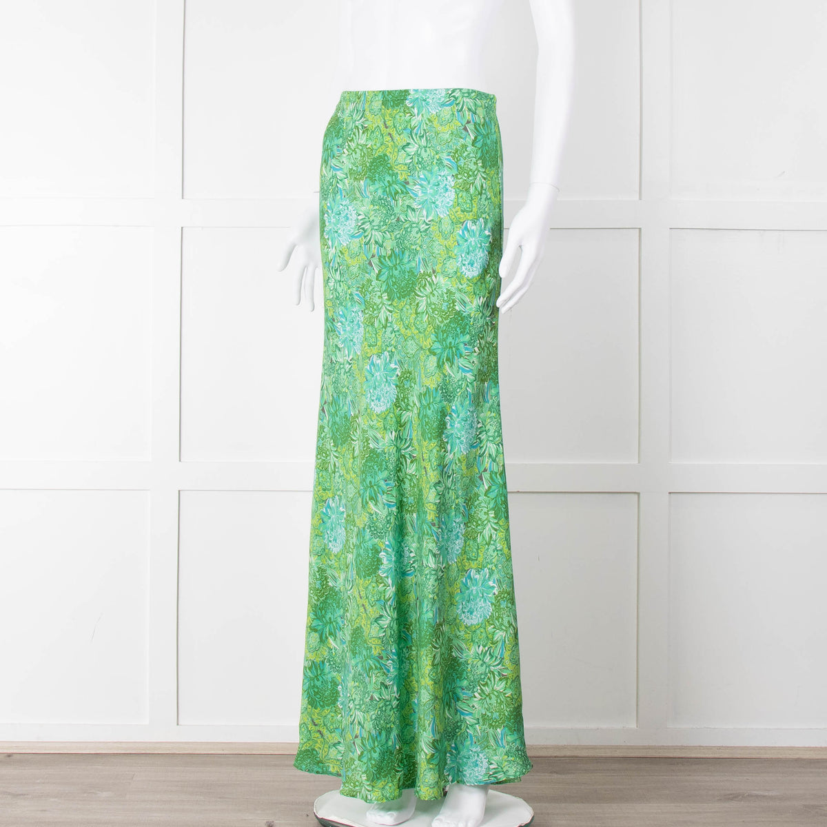 Charlotte Sparre Green Botanical Silk Blend Skirt