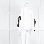 Club Monaco Cream Black Ribbon Tie On Sleeves Silk Blend Top