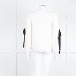 Club Monaco Cream Black Ribbon Tie On Sleeves Silk Blend Top