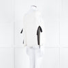 Club Monaco Cream Black Ribbon Tie On Sleeves Silk Blend Top