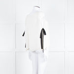 Club Monaco Cream Black Ribbon Tie On Sleeves Silk Blend Top