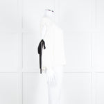 Club Monaco Cream Black Ribbon Tie On Sleeves Silk Blend Top