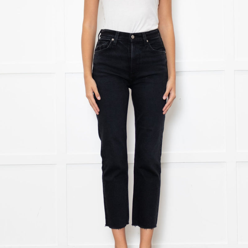 Citizens of Humanity Washed Black 'Daphne' Crop Jeans