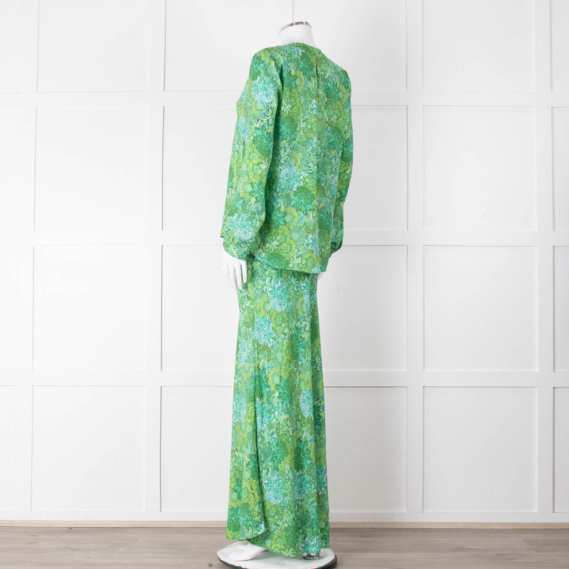 Charlotte Sparre Green Botanical Silk Blend Skirt