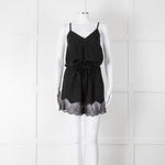 Zadig & Voltaire Black Lace Trim Silk Playsuit