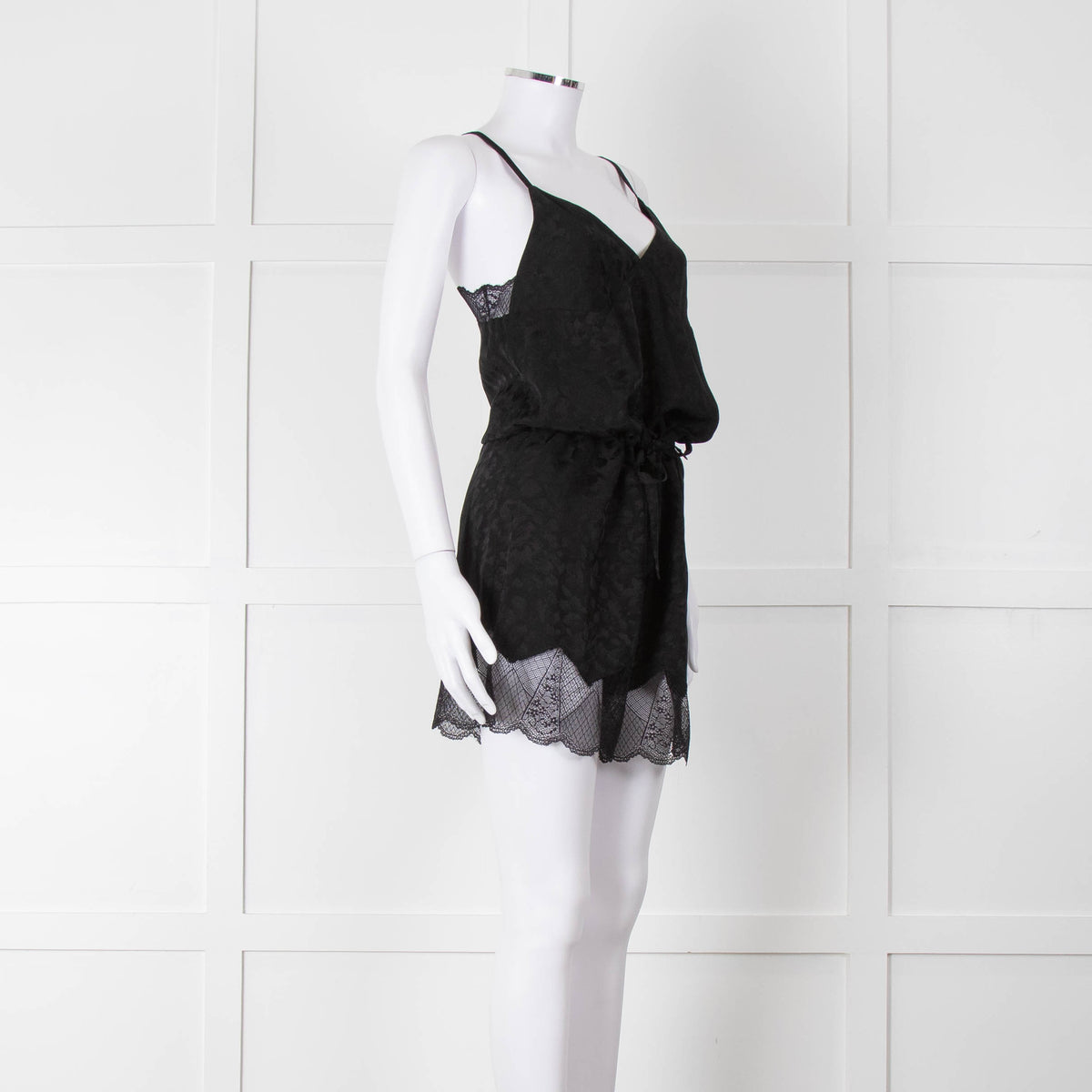Zadig & Voltaire Preloved  Black Lace Trim Silk Playsuit