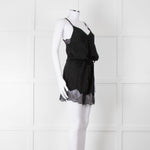Zadig & Voltaire Black Lace Trim Silk Playsuit