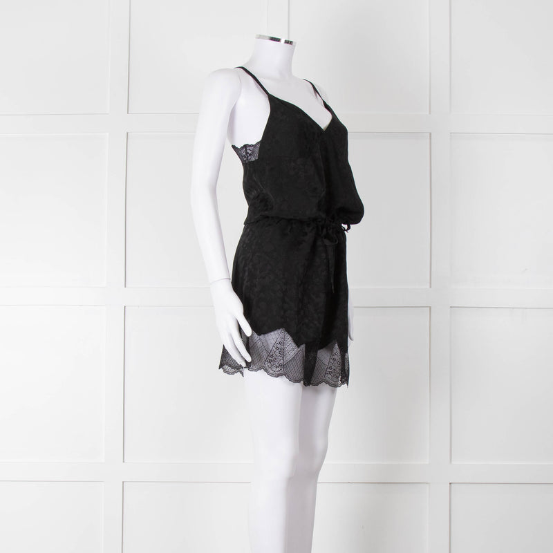 Zadig & Voltaire Black Lace Trim Silk Playsuit