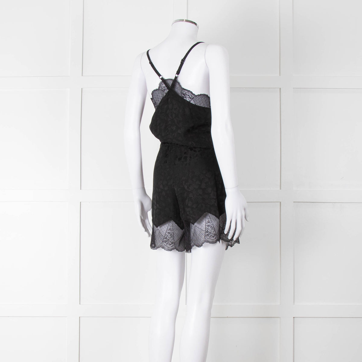 Zadig & Voltaire Preloved  Black Lace Trim Silk Playsuit