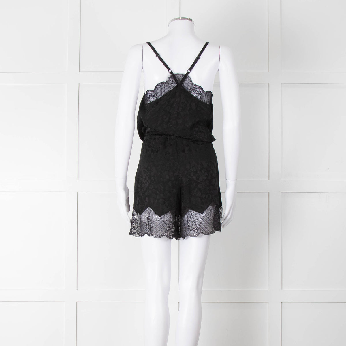 Zadig & Voltaire Preloved  Black Lace Trim Silk Playsuit