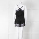 Zadig & Voltaire Black Lace Trim Silk Playsuit