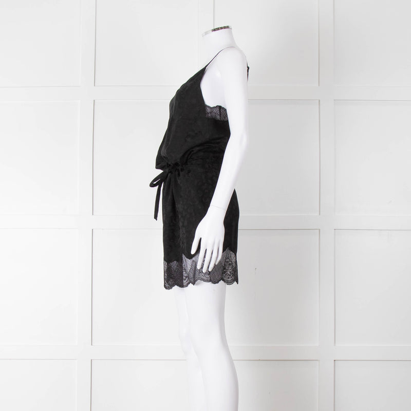 Zadig & Voltaire Black Lace Trim Silk Playsuit