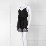 Zadig & Voltaire Black Lace Trim Silk Playsuit
