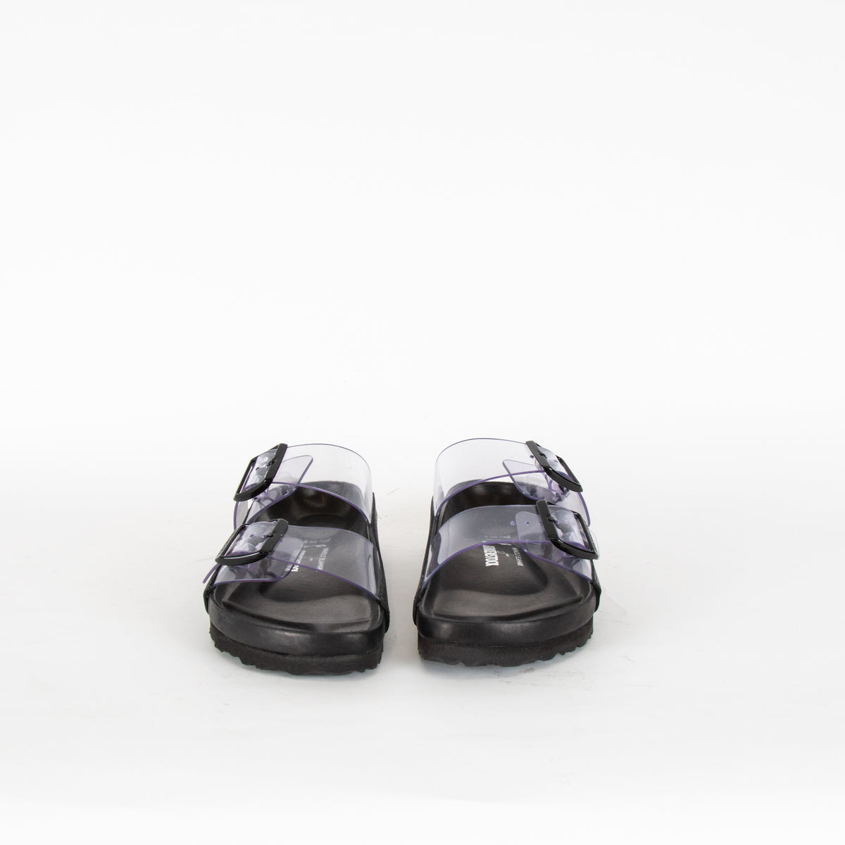 Manolo Blahnik For Birkenstock Black Clear PVC Arizona Strap Slides