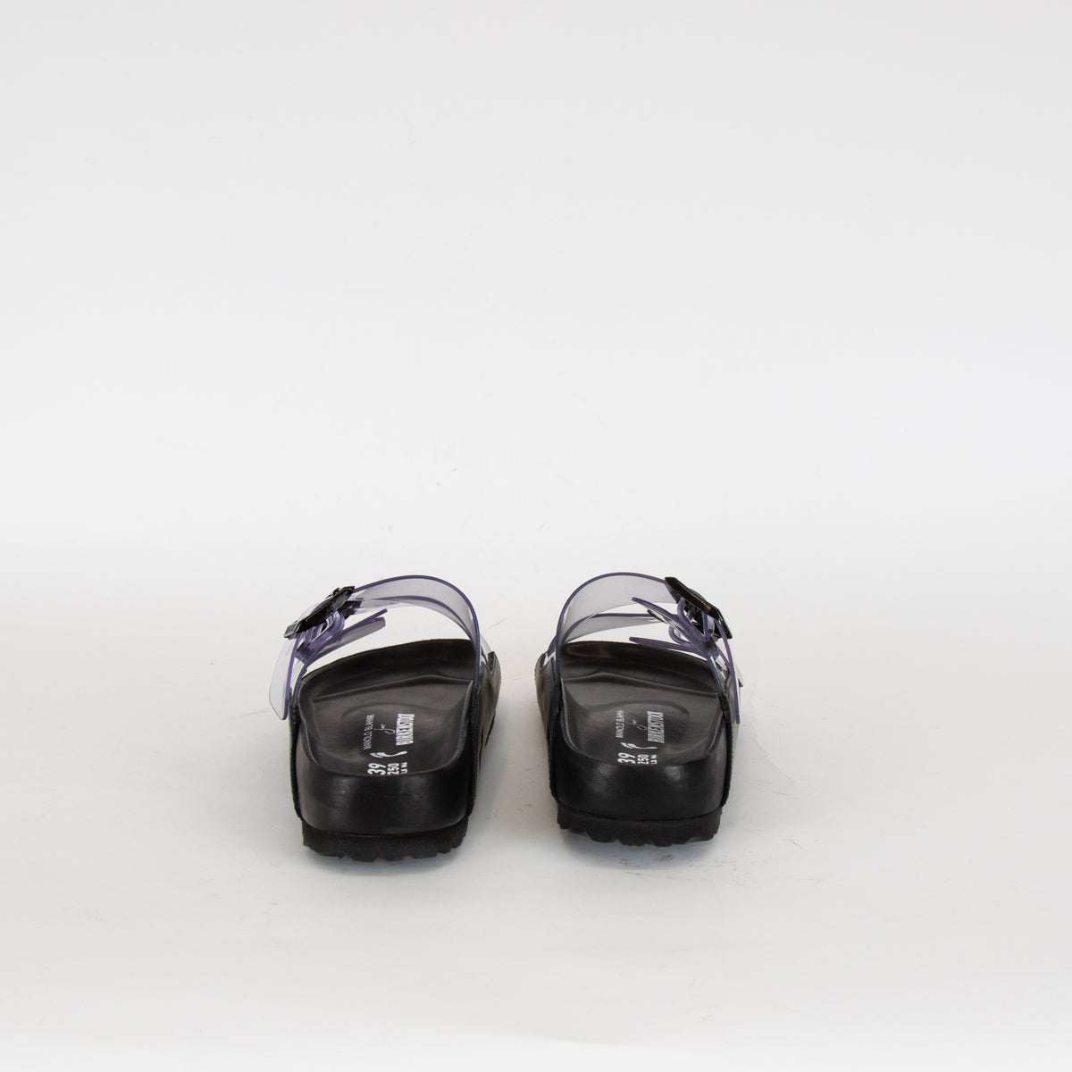 Manolo Blahnik For Birkenstock Black Clear PVC Arizona Strap Slides