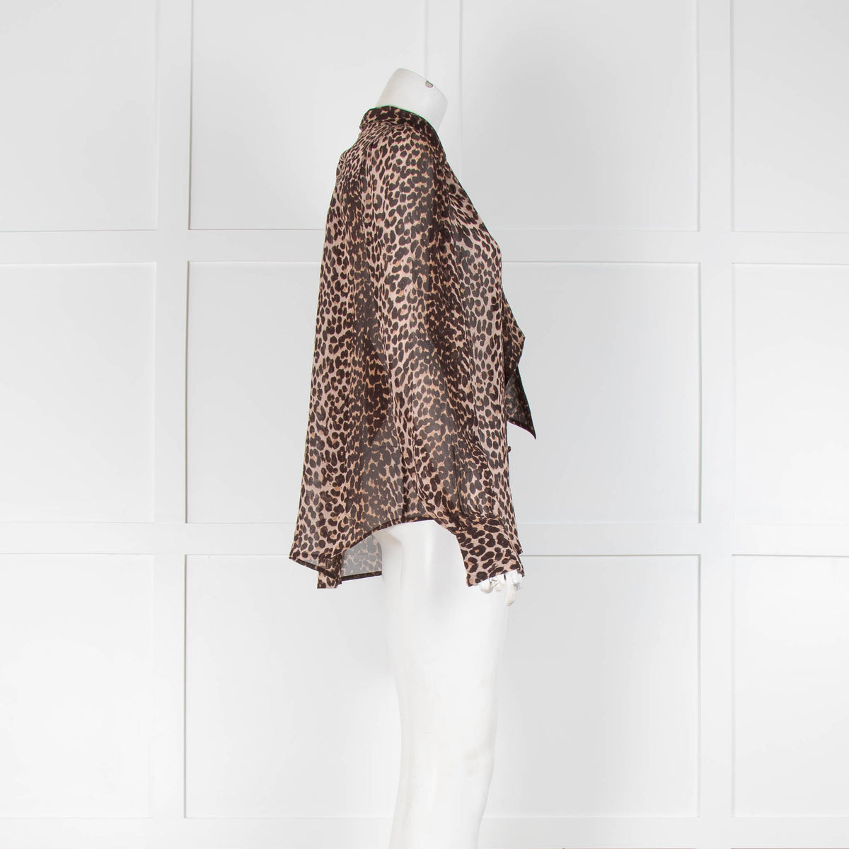 Paige Leopard Print Shirt Tie Neck