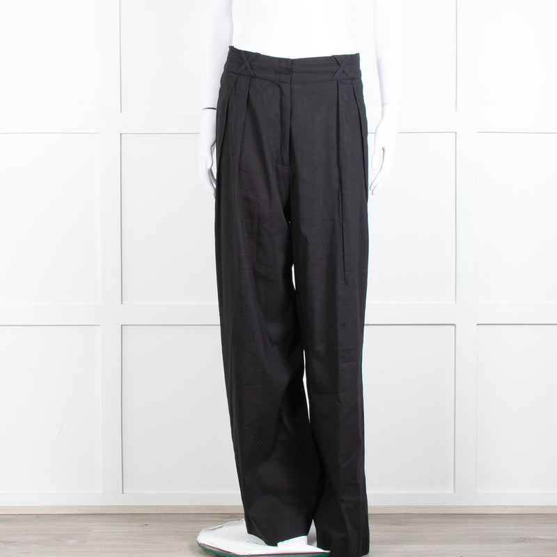 Rohe Black Linen Blend High Waisted Trousers
