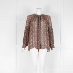 By Malina Brown Print Shirt Black Small Frill
