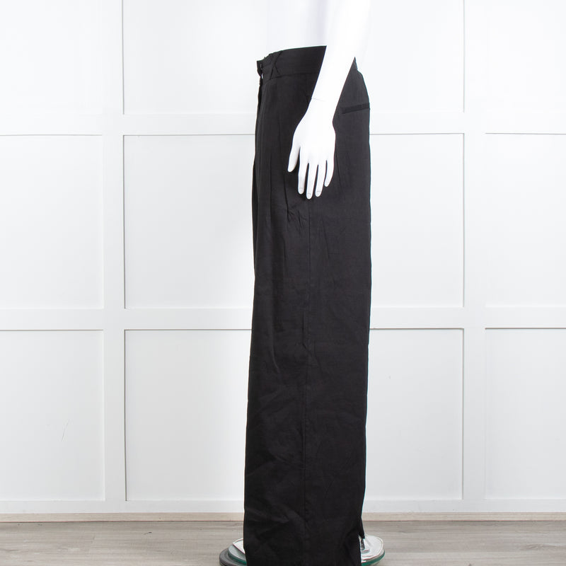 Rohe Black Linen Blend High Waisted Trousers