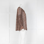 By Malina Brown Print Shirt Black Small Frill
