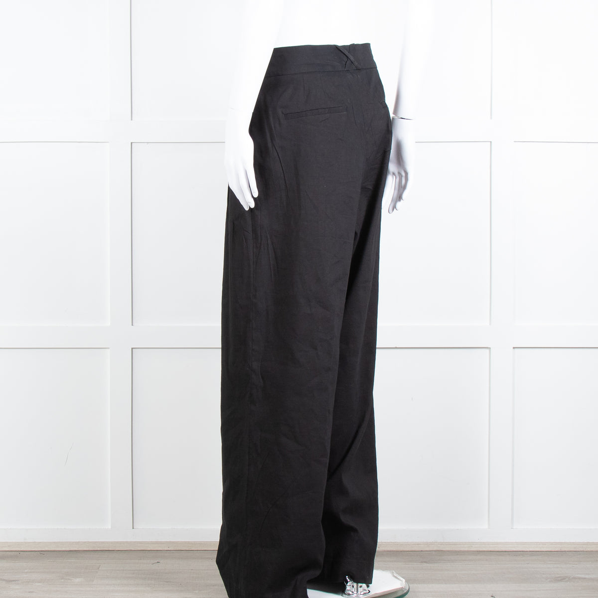 Rohe Black Linen Blend High Waisted Trousers