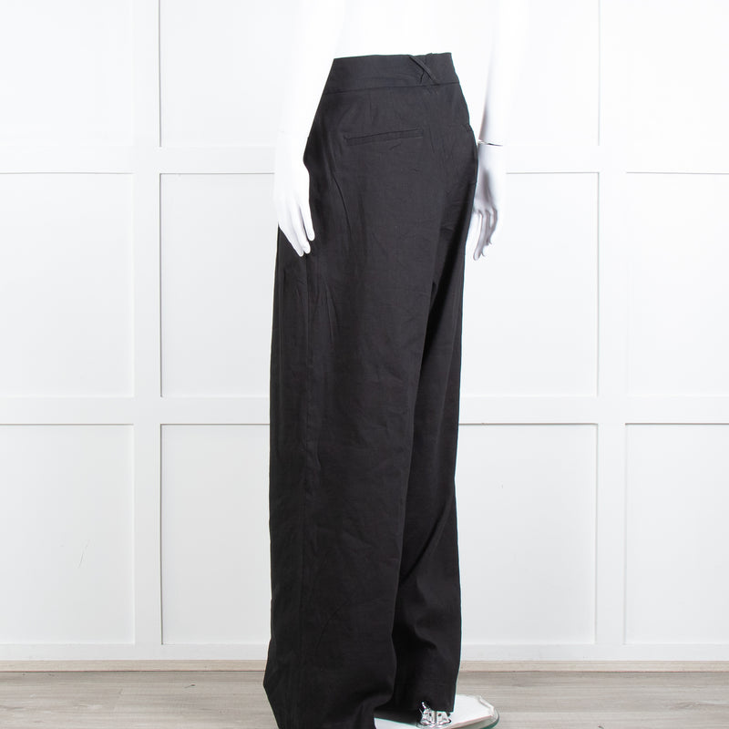 Rohe Black Linen Blend High Waisted Trousers
