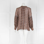 By Malina Brown Print Shirt Black Small Frill