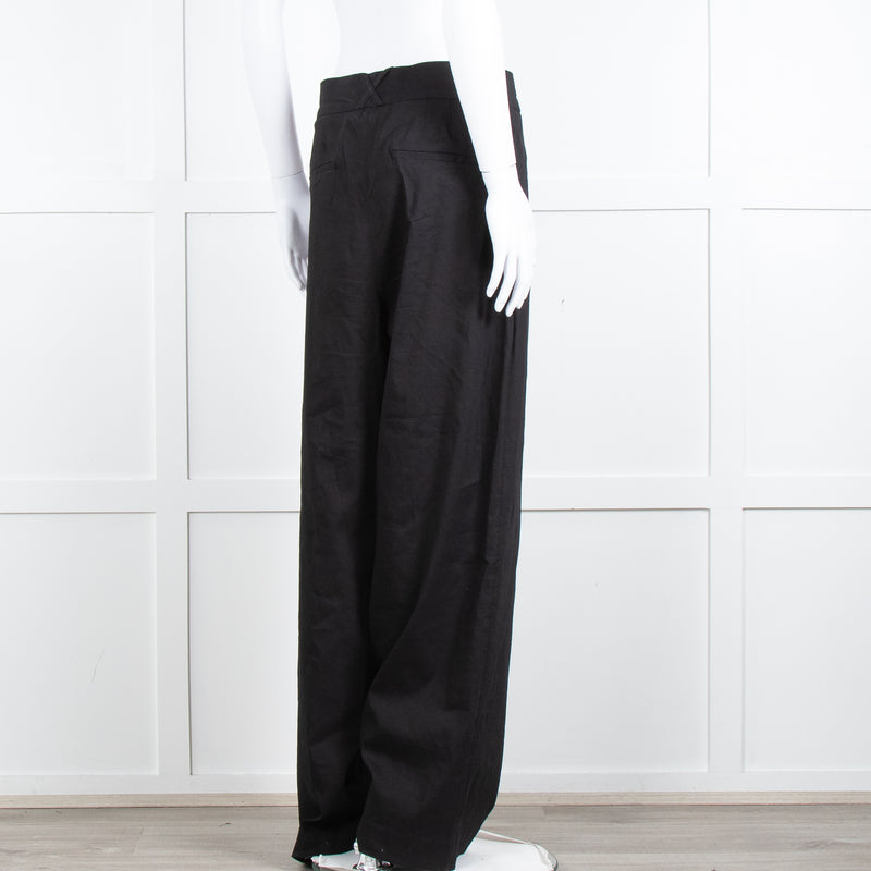 Rohe Black Linen Blend High Waisted Trousers