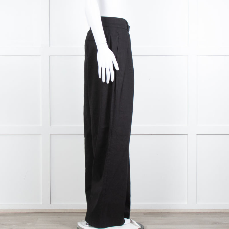 Rohe Black Linen Blend High Waisted Trousers