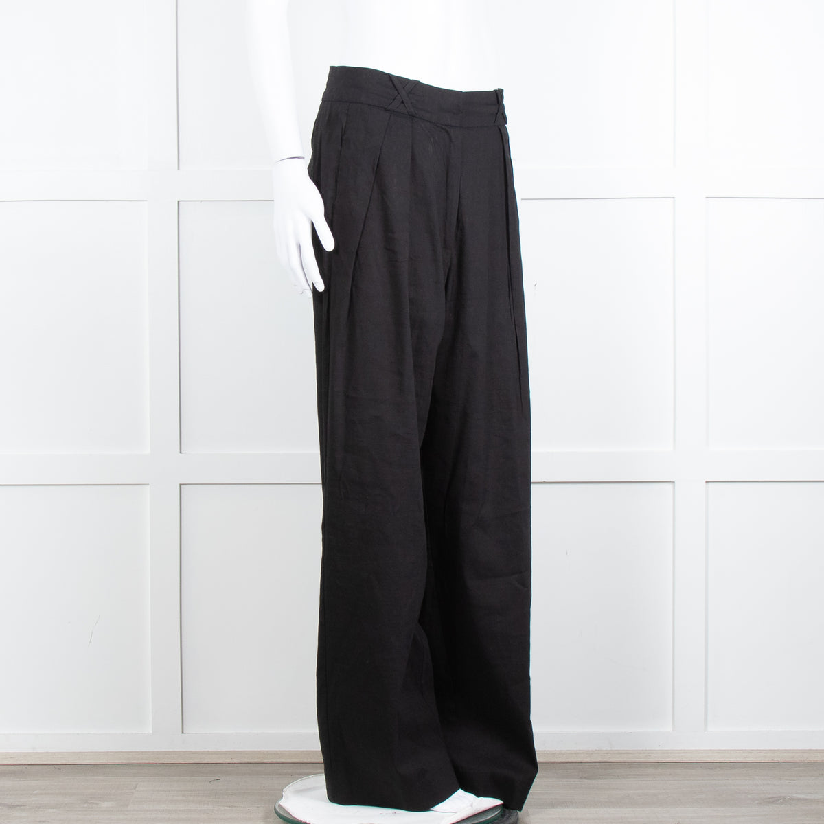 Rohe Black Linen Blend High Waisted Trousers