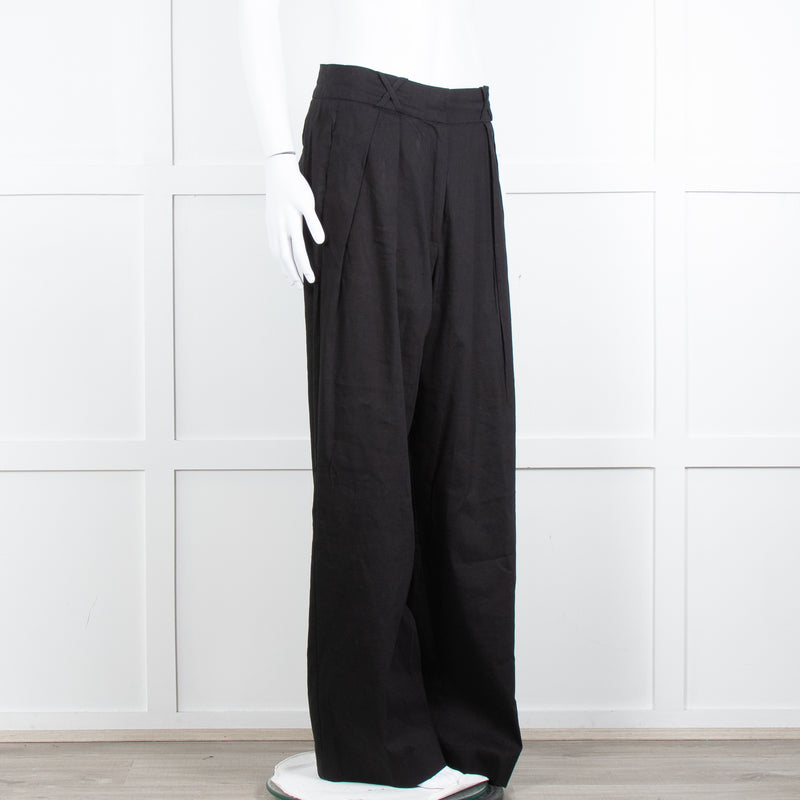 Rohe Black Linen Blend High Waisted Trousers