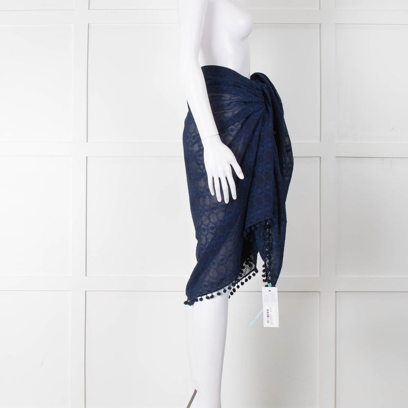 Melissa Odabash Blue Embroidered  Pareo