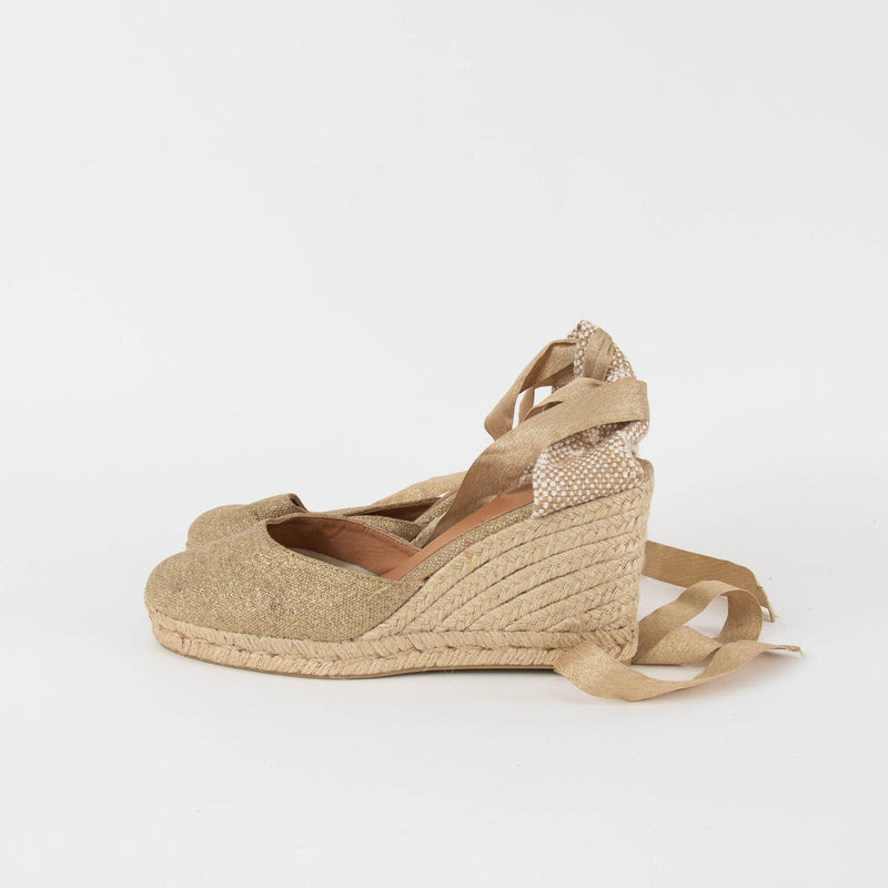Castaner Linen Gold Lurex Espadrilles