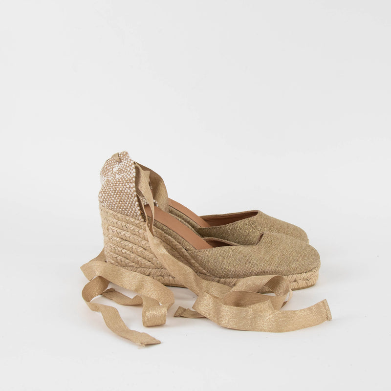Castaner Linen Gold Lurex Espadrilles
