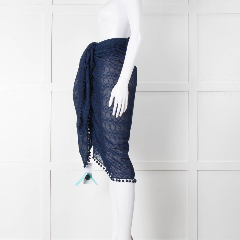 Melissa Odabash Blue Embroidered  Pareo