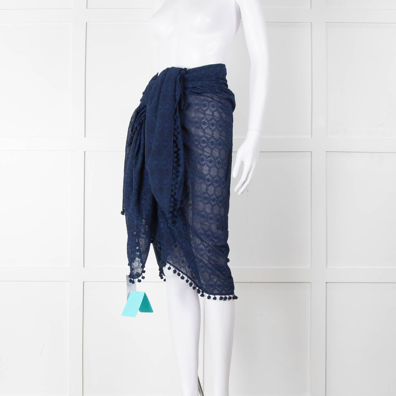 Melissa Odabash Blue Embroidered  Pareo