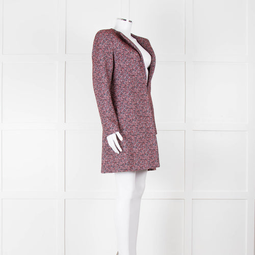 Helen Berman Red, Blue and White Boucle Long Line Jacket