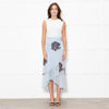 Ganni Pale Blue Frilled Wrap Skirt With Brown Flowers