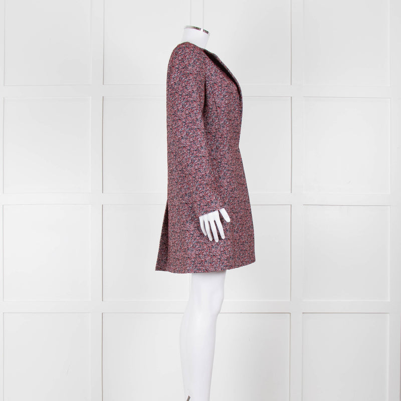 Helen Berman Red, Blue and White Boucle Long Line Jacket