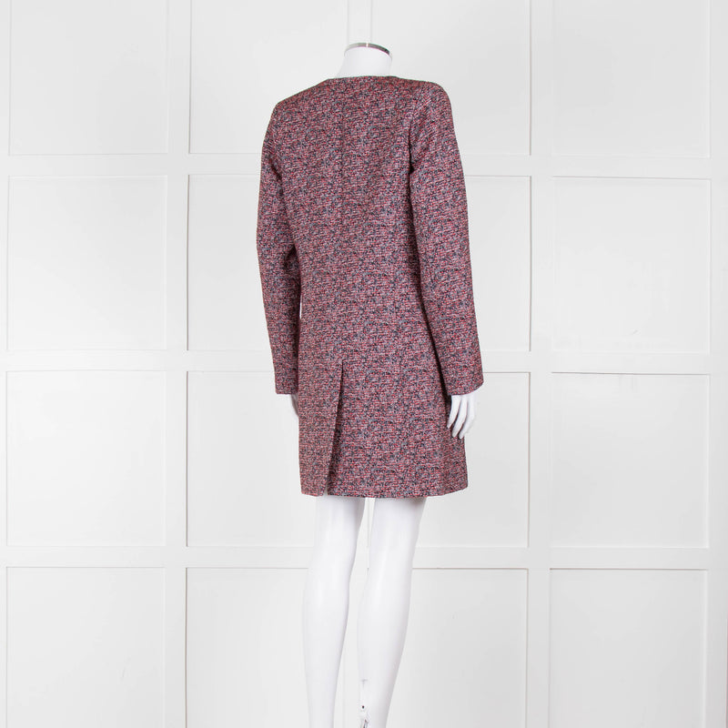 Helen Berman Red, Blue and White Boucle Long Line Jacket