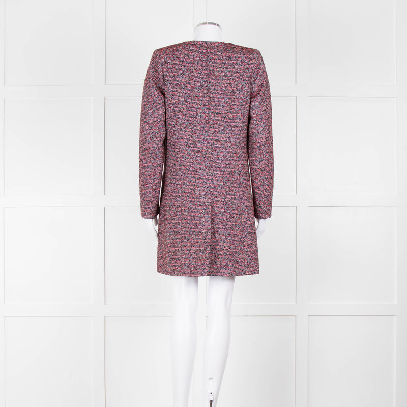 Helen Berman Red, Blue and White Boucle Long Line Jacket