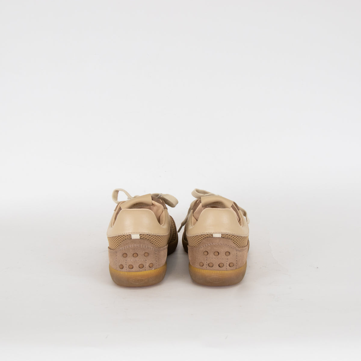 Tods Beige Tabs Suede Mesh Trainers