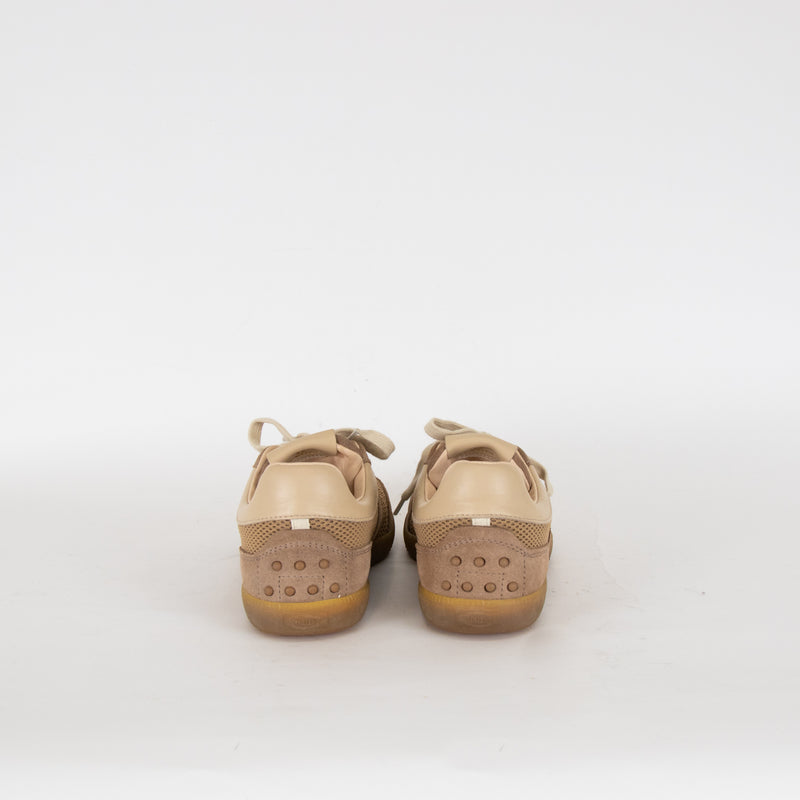 Tods Beige Tabs Suede Mesh Trainers