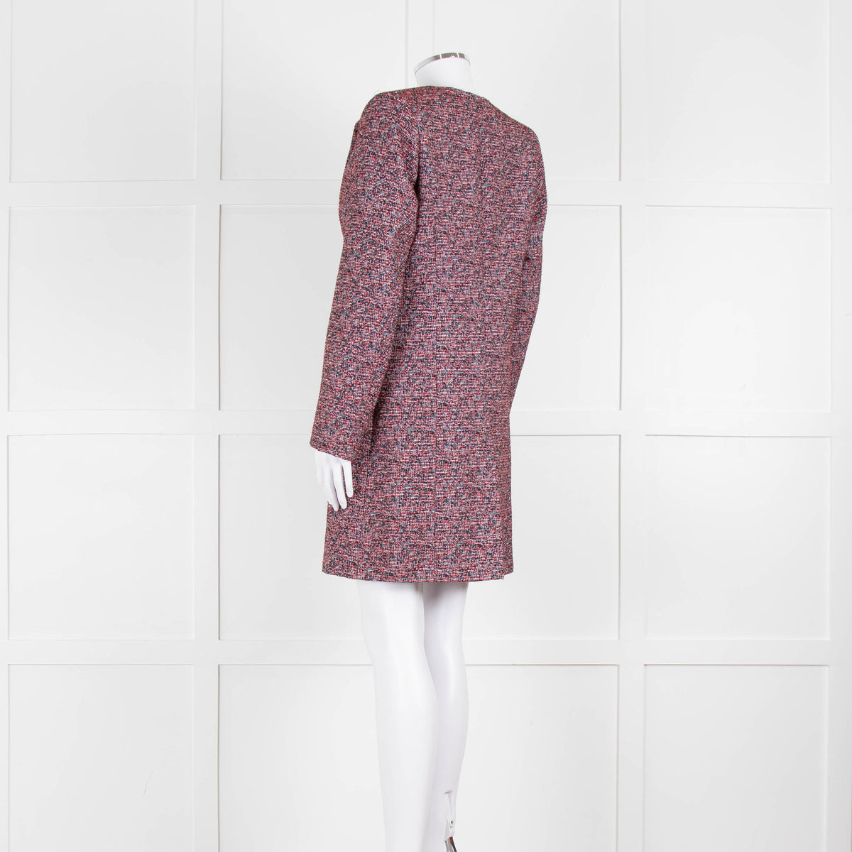 Helen Berman Red, Blue and White Boucle Long Line Jacket