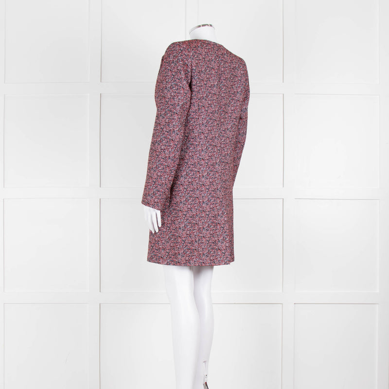Helen Berman Red, Blue and White Boucle Long Line Jacket