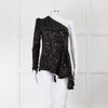 Rebecca Vallance Black Sequin One Shoulder Top